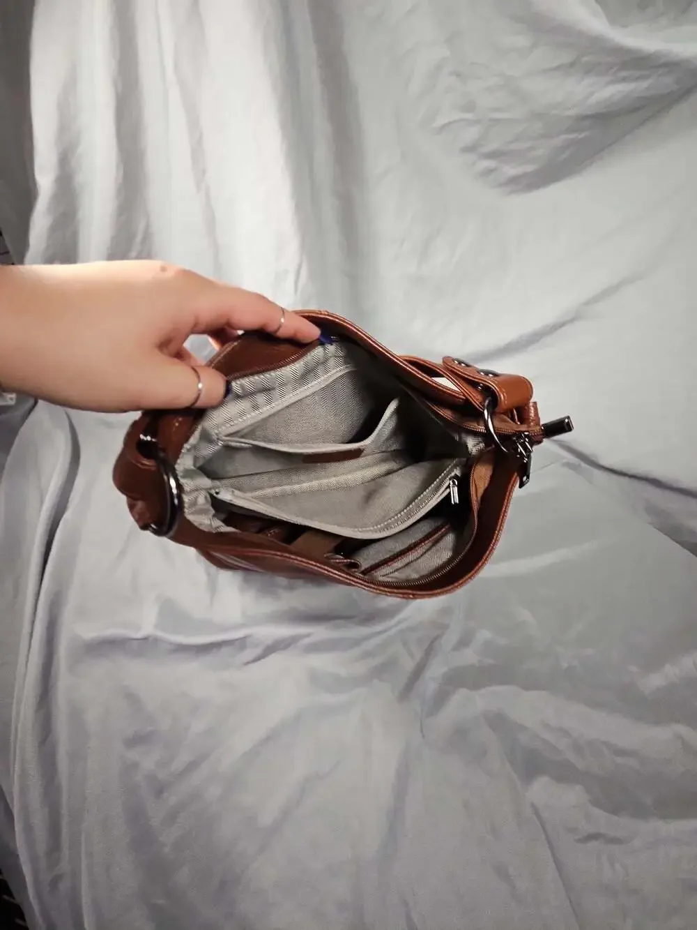 Pebbled Hobo Shoulder Bag in Cognac Brown